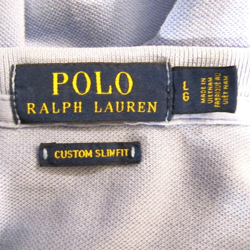 Vintage Polo Ralph Lauren Custom Slim Fit Short Sleeve Polo Shirt Men's L Blue - Picture 6 of 7